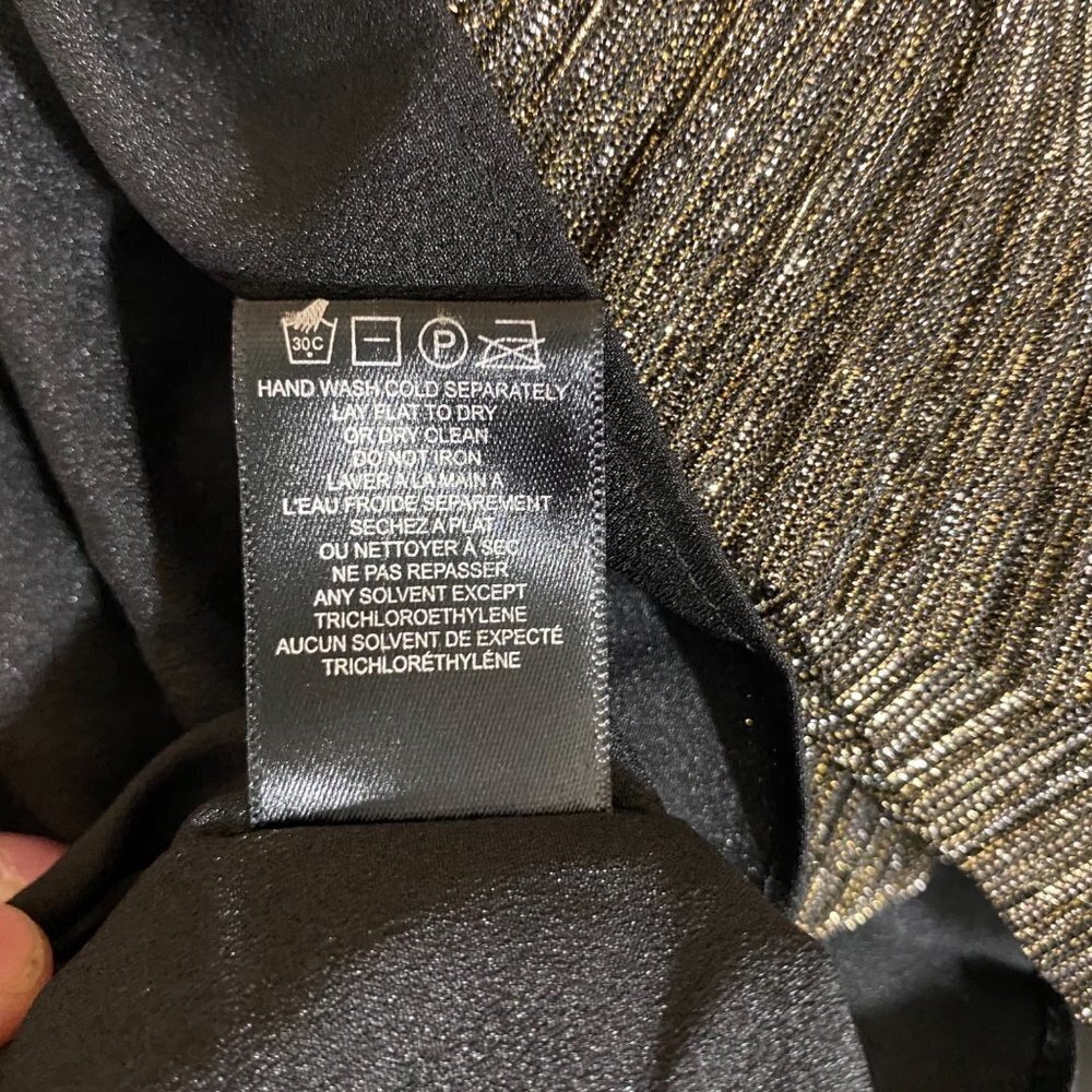 Halston Heritage Black Metallic Jersey Midi Skirt Pleated - Picture 6 of 7